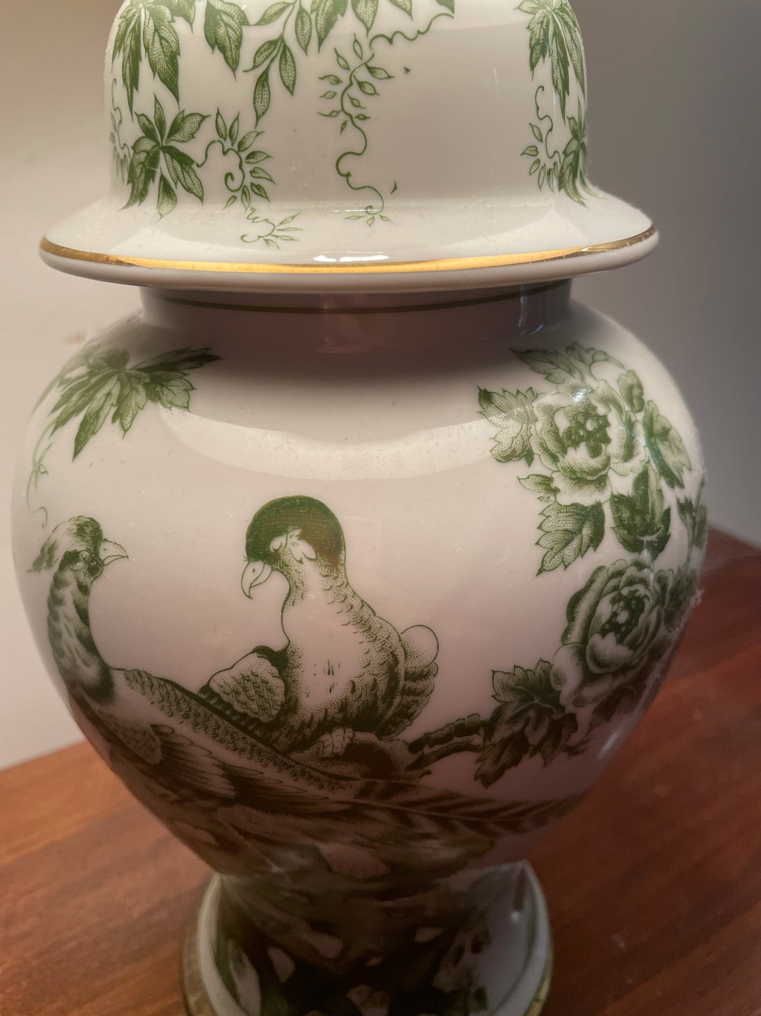 Green & Gold Ginger Jar Ceramic Lamp - Set of Two