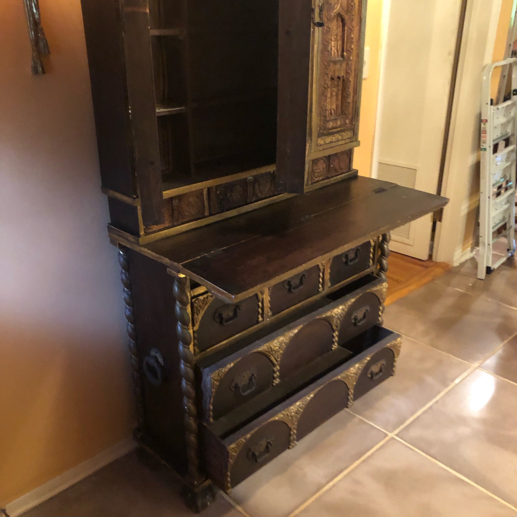 Bargueno Toledano - Carved Antique Secretaire Desk