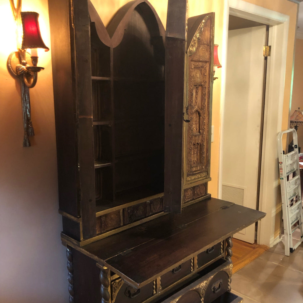 Bargueno Toledano - Carved Antique Secretaire Desk