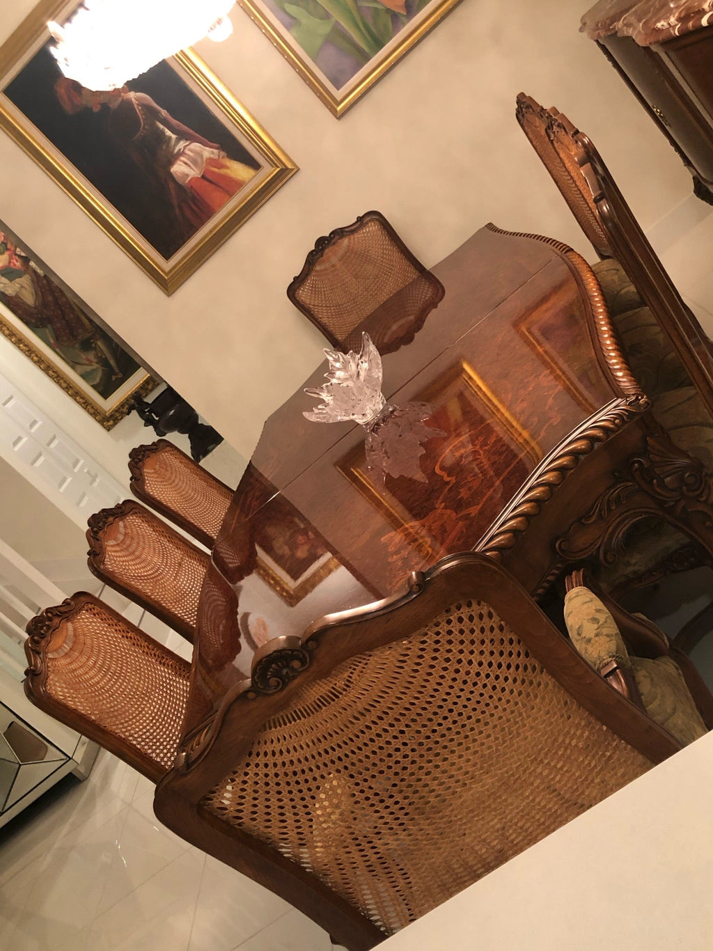 Traditional Lacquered Italian Dining Table Set