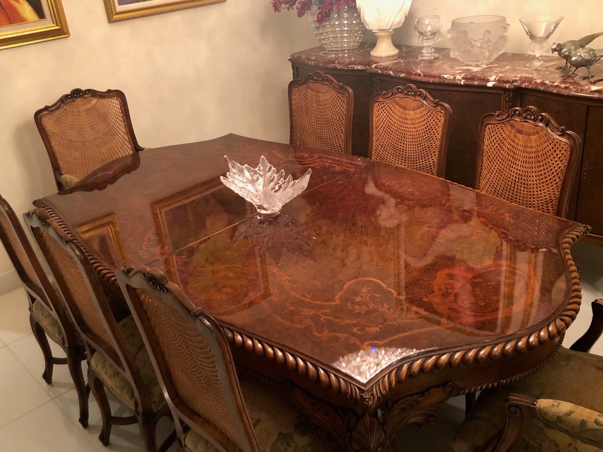 Traditional Lacquered Italian Dining Table Set