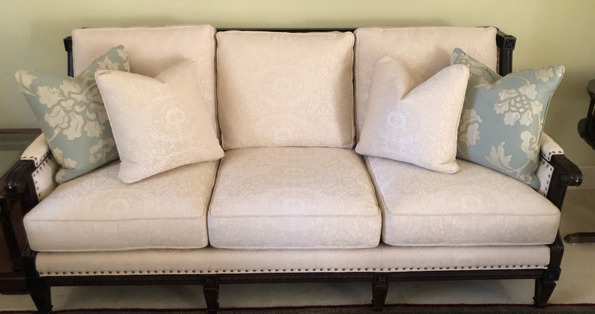 Hancock & Moore Mahogany Sofa with Solid Mahogany Accents