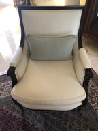 Antique Upholstered Arm Chairs with Mahogany Frame