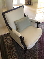 Antique Upholstered Arm Chairs with Mahogany Frame