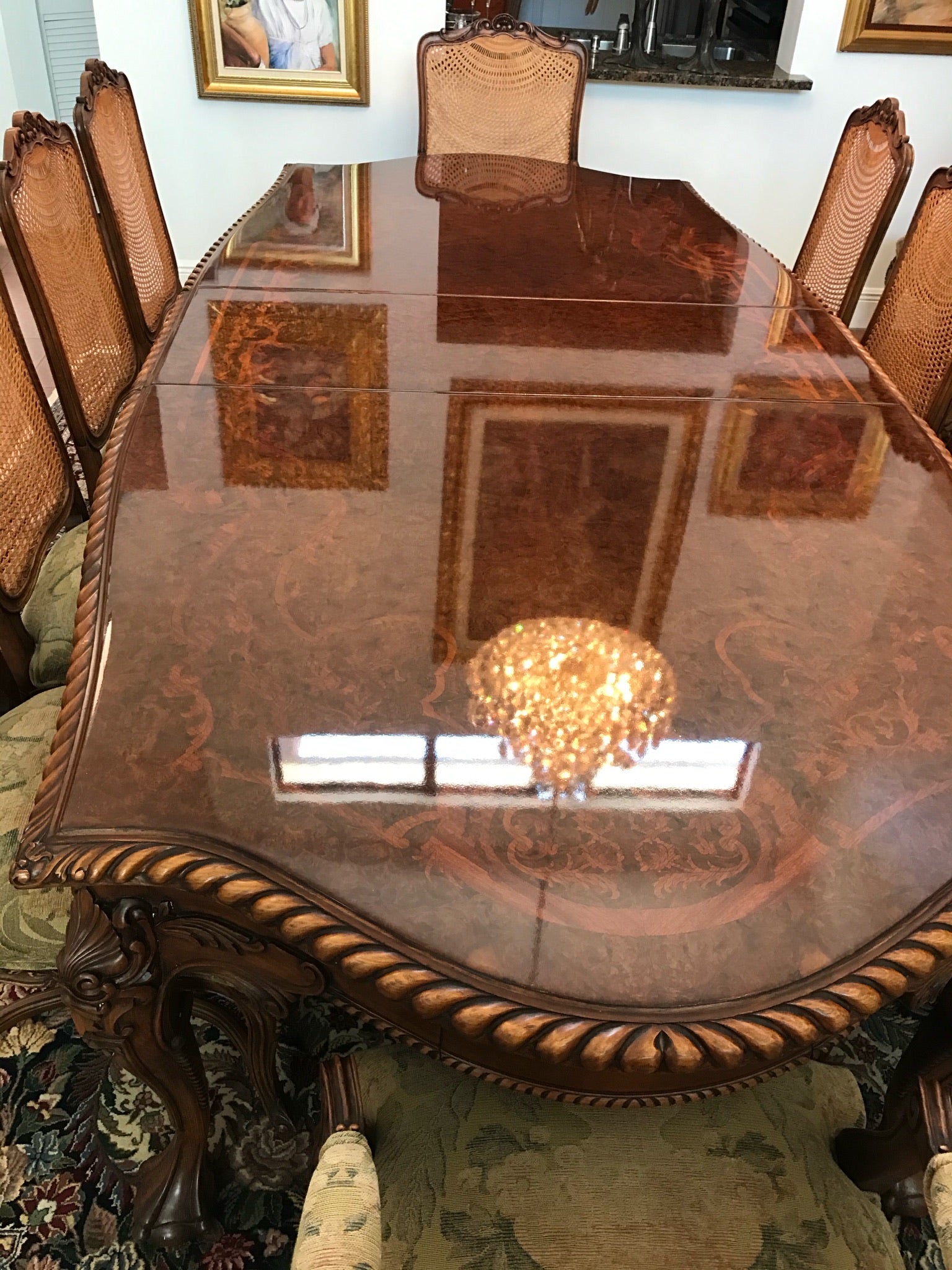 Traditional Lacquered Italian Dining Table Set