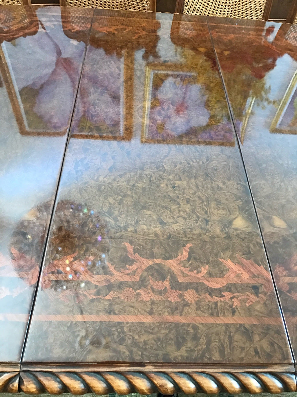 Traditional Lacquered Italian Dining Table Set