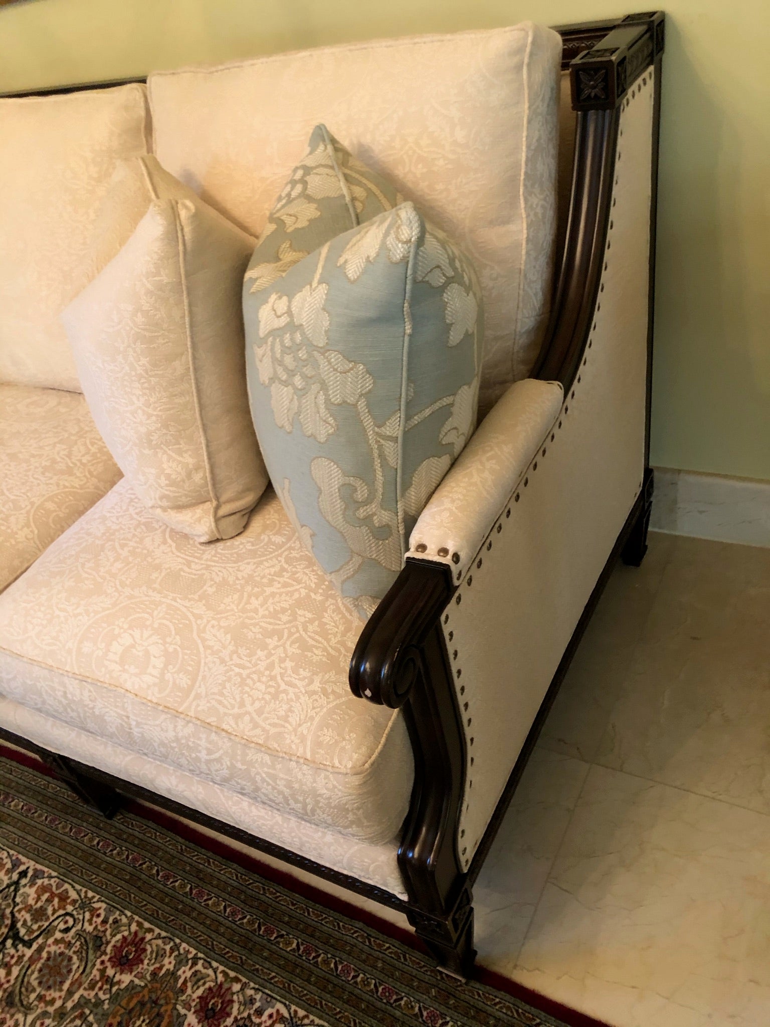 Hancock & Moore Mahogany Sofa with Solid Mahogany Accents