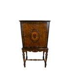 Antique Mahogany Highboy Cabinet / Bar Cabinet With Marquetry Inlays