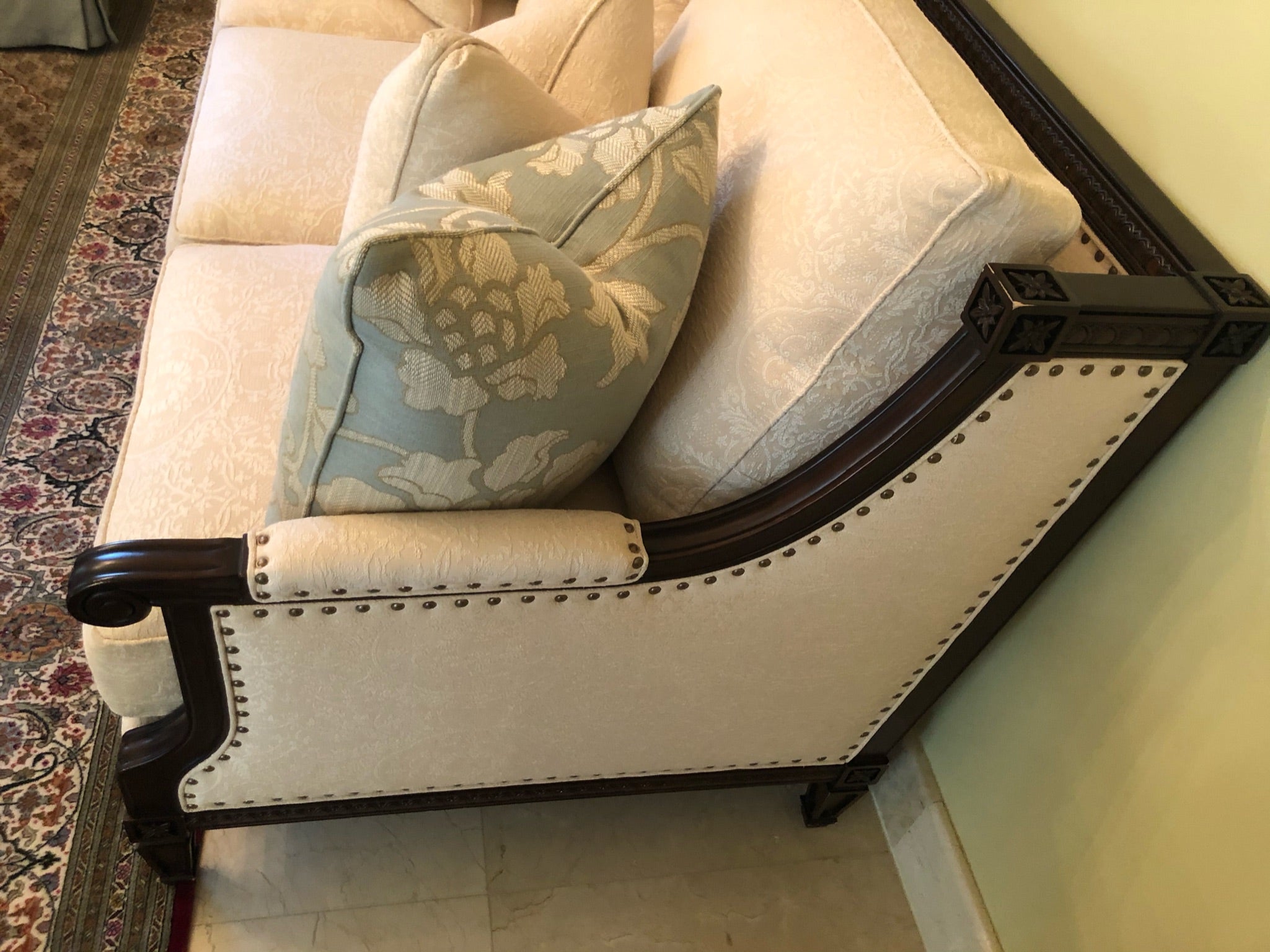 Hancock & Moore Mahogany Sofa with Solid Mahogany Accents