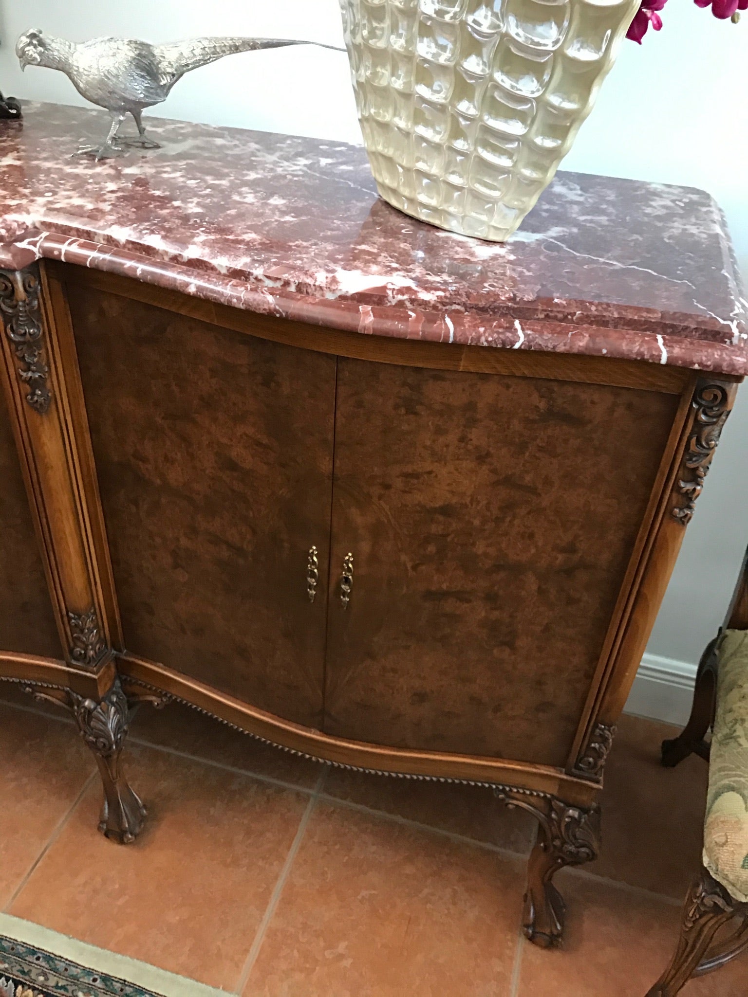 Traditional Italian Marble Top Buffet/Sideboard