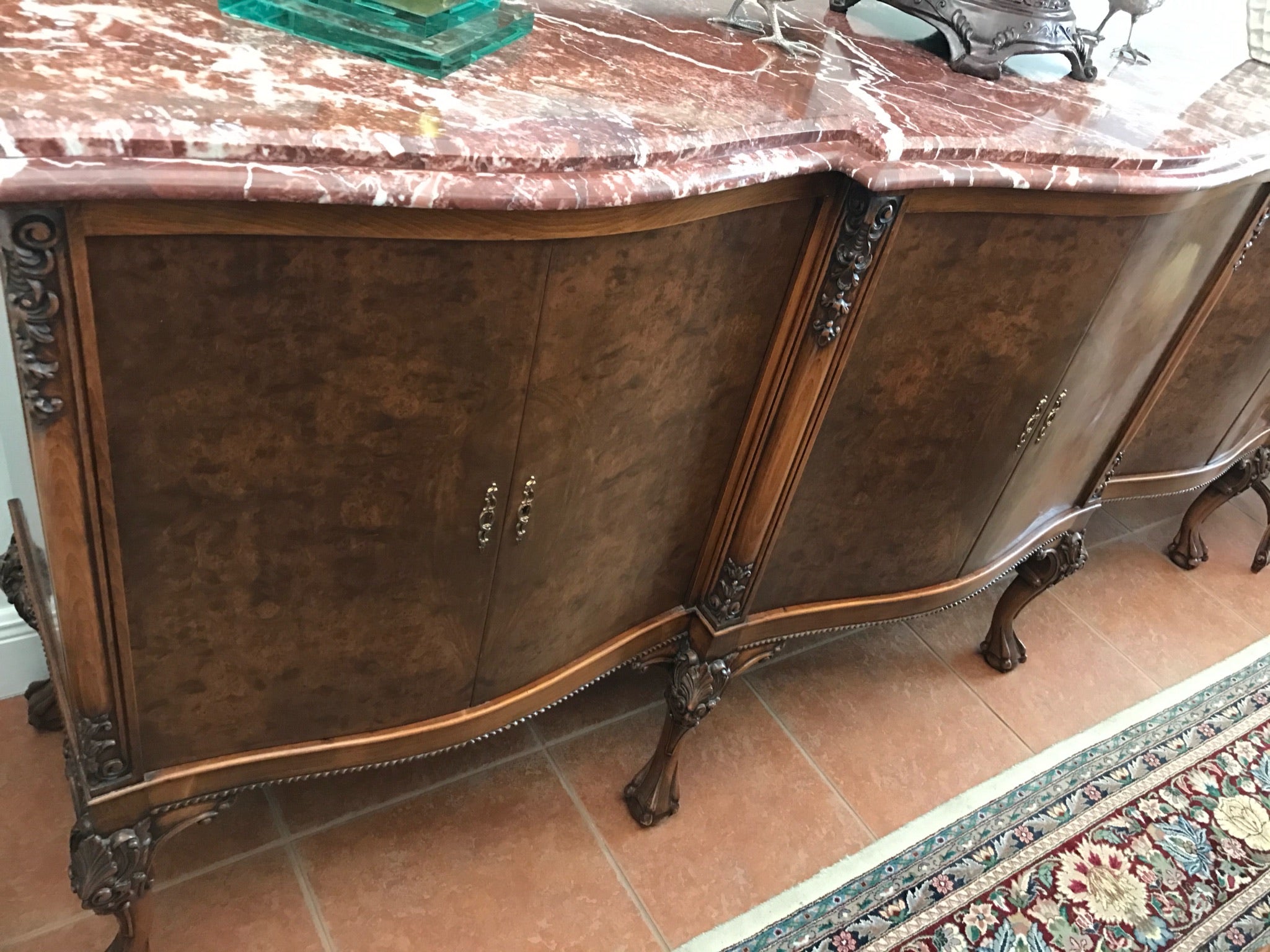 Traditional Italian Marble Top Buffet/Sideboard