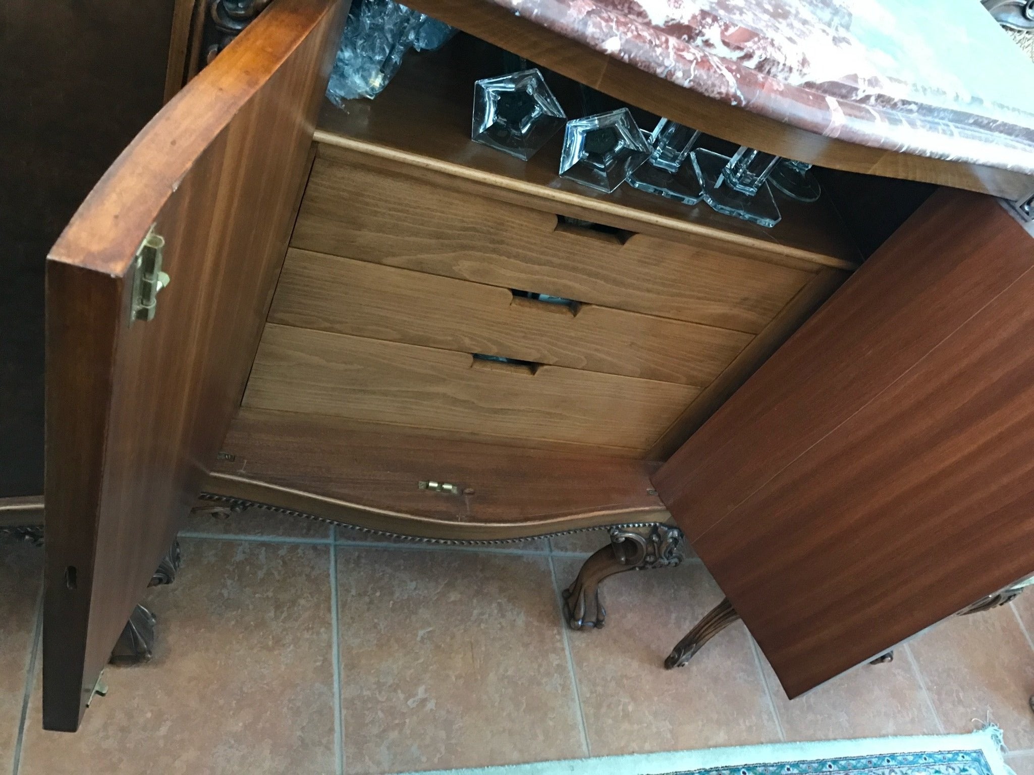 Traditional Italian Marble Top Buffet/Sideboard