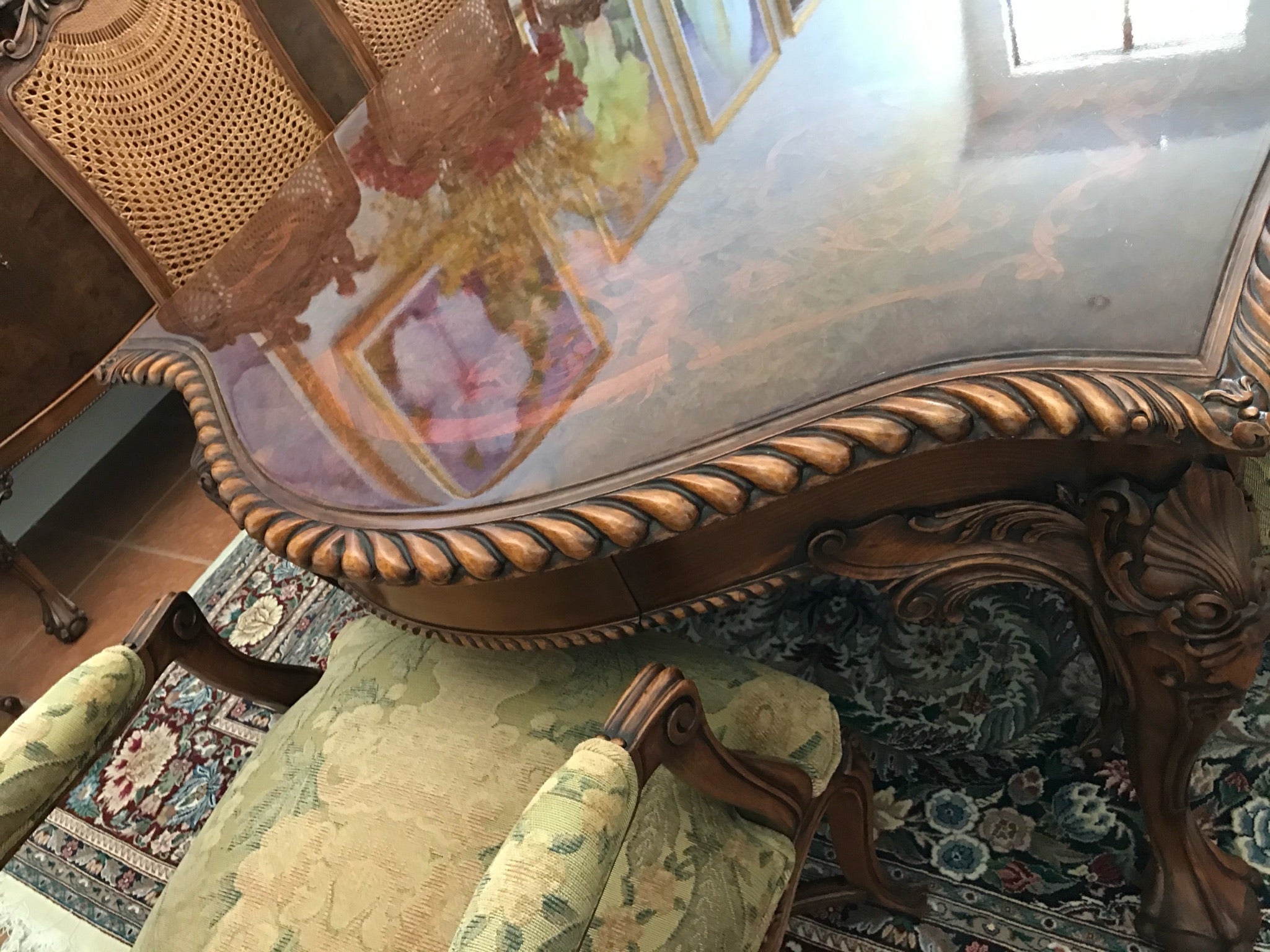 Traditional Lacquered Italian Dining Table Set