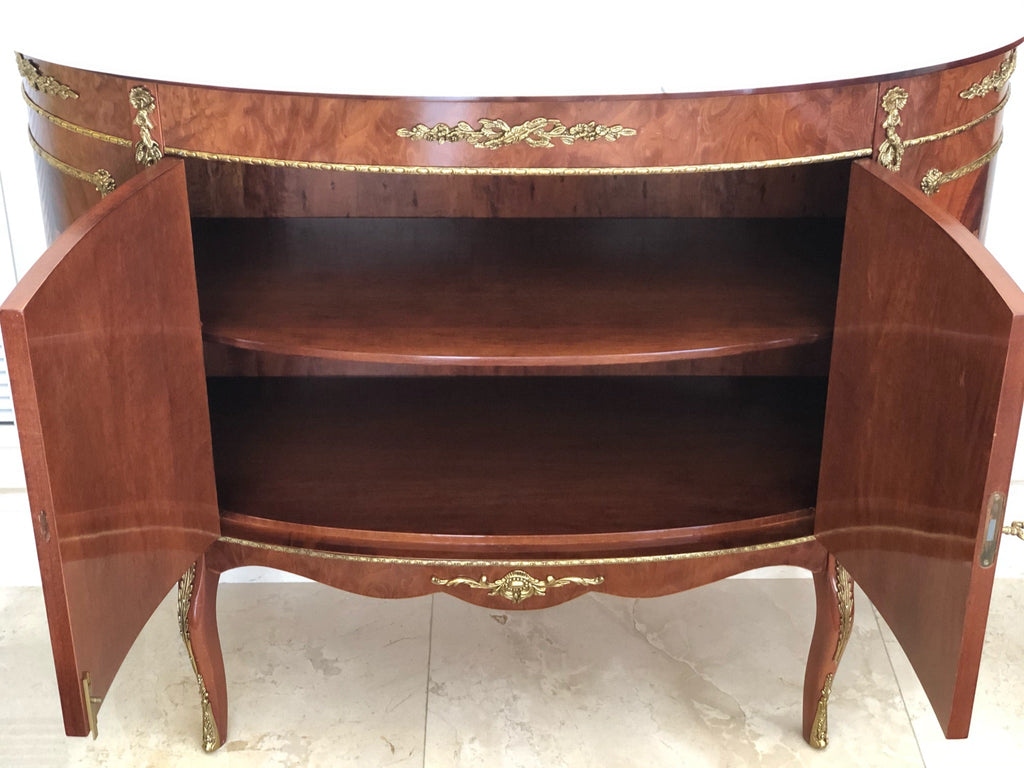 Antique Louis XV Demi Lune Marble Top Credenza