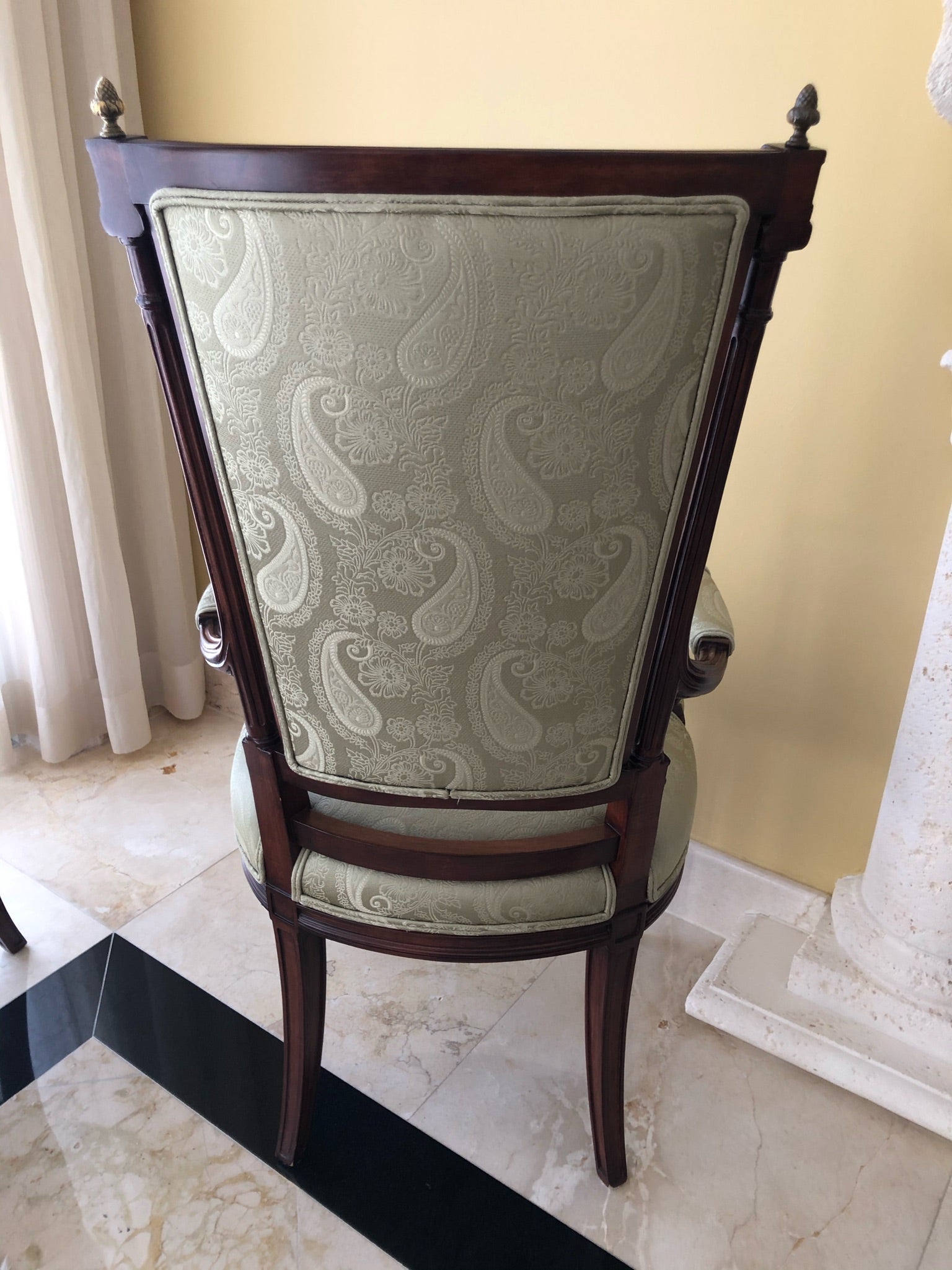 Louis XVI Style Upholstered Arm Accent Chairs - A Pair