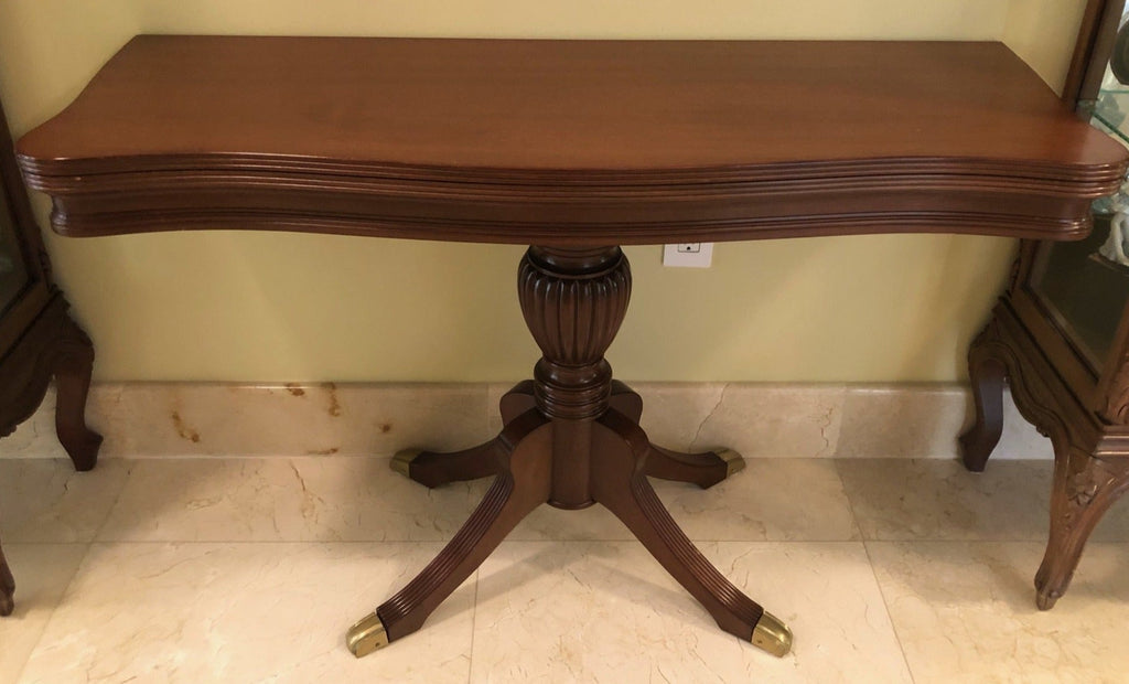 Duncan Phyfe Style Mahogany Fold Top Dining Table
