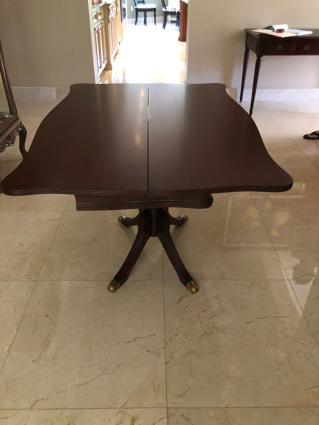 Duncan Phyfe Style Mahogany Fold Top Dining Table