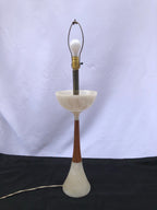 Vintage Mid-century Modern Alabaster and Wood Table Lamp