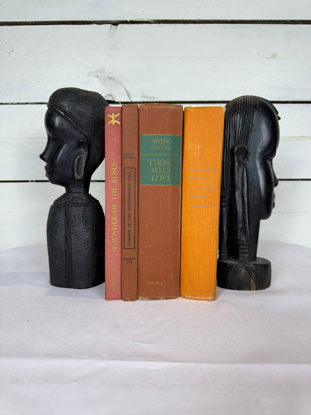 Mid Century Besmo African Tribal Bust Sculpture Carved in Ebony Wood Man & Woman - Sold as a set of two