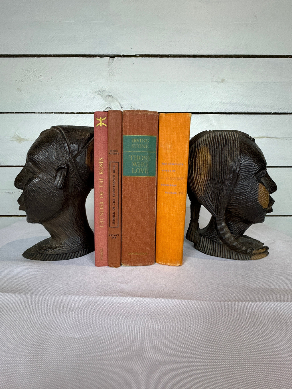 Mid Century Besmo African Tribal Bust Sculpture Carved in Ebony Wood Large Man & Woman - Sold as a set of two