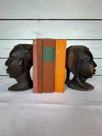 Mid Century Besmo African Tribal Bust Sculpture Carved in Ebony Wood Large Man & Woman - Sold as a set of two