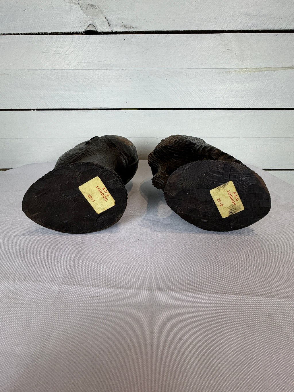 Mid Century Besmo African Tribal Bust Sculpture Carved in Ebony Wood Large Man & Woman - Sold as a set of two