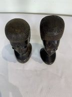 Mid Century Besmo African Tribal Bust Sculpture Carved in Ebony Wood Small Man & Woman - Sold as a Set of Two