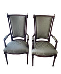 Louis XVI Style Upholstered Arm Accent Chairs - A Pair