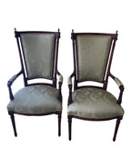 Louis XVI Style Upholstered Arm Accent Chairs - A Pair