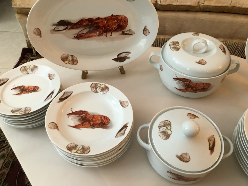 Vintage Kuba Bavarian Porcelain Lobster Dinnerware Set