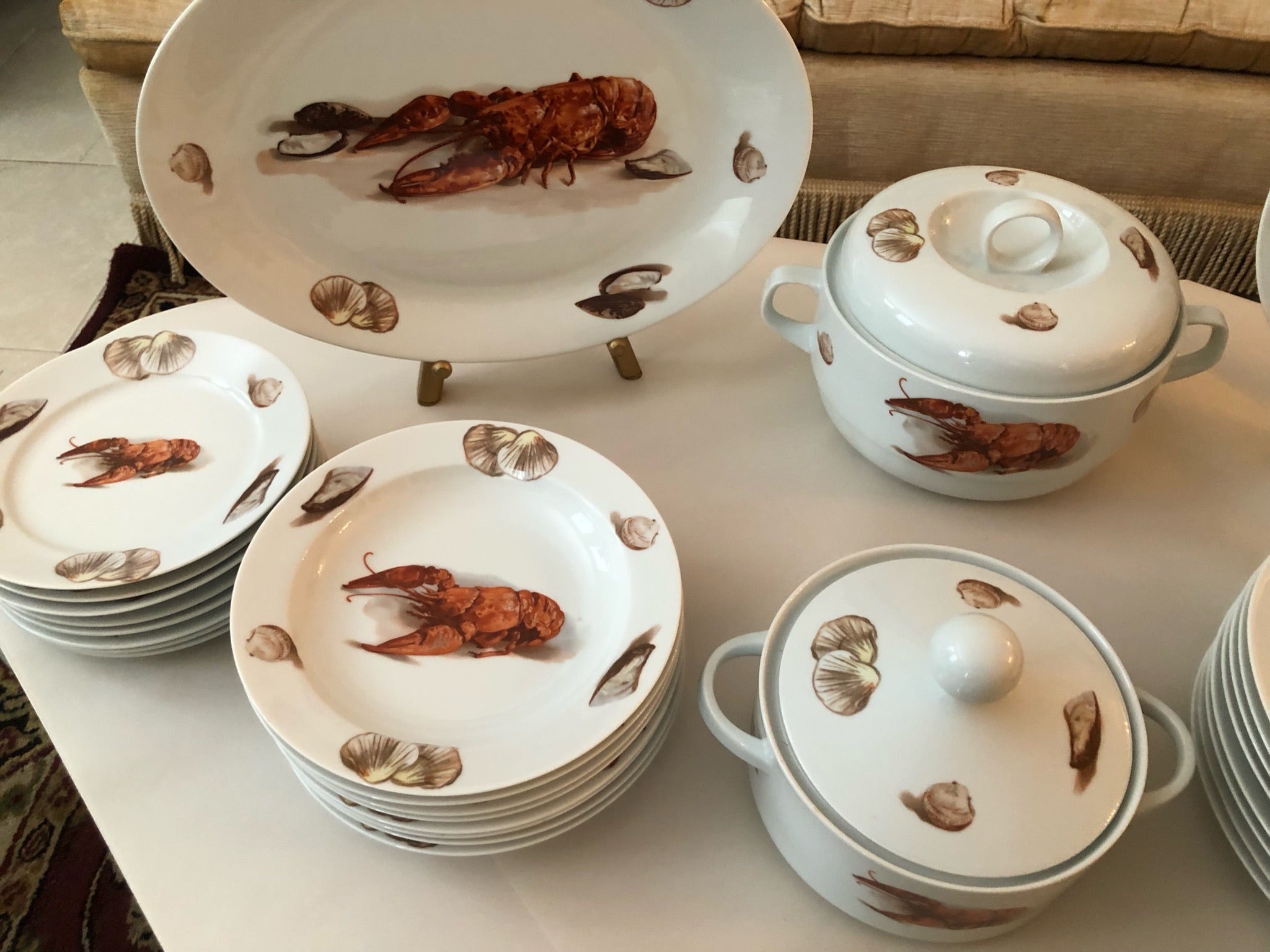 Vintage Kuba Bavarian Porcelain Lobster Dinnerware Set