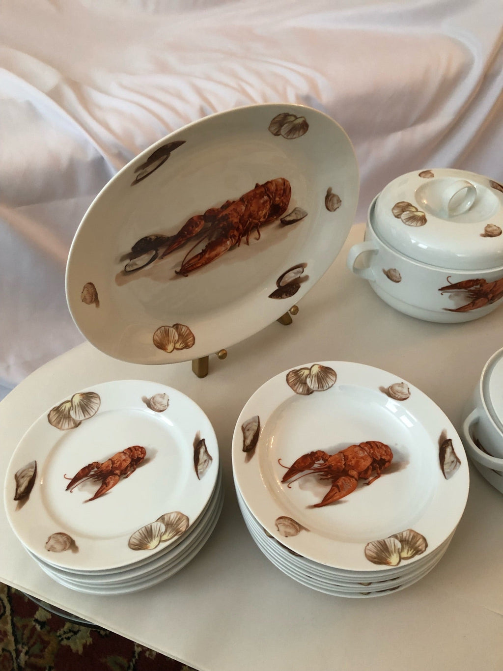 Vintage Kuba Bavarian Porcelain Lobster Dinnerware Set