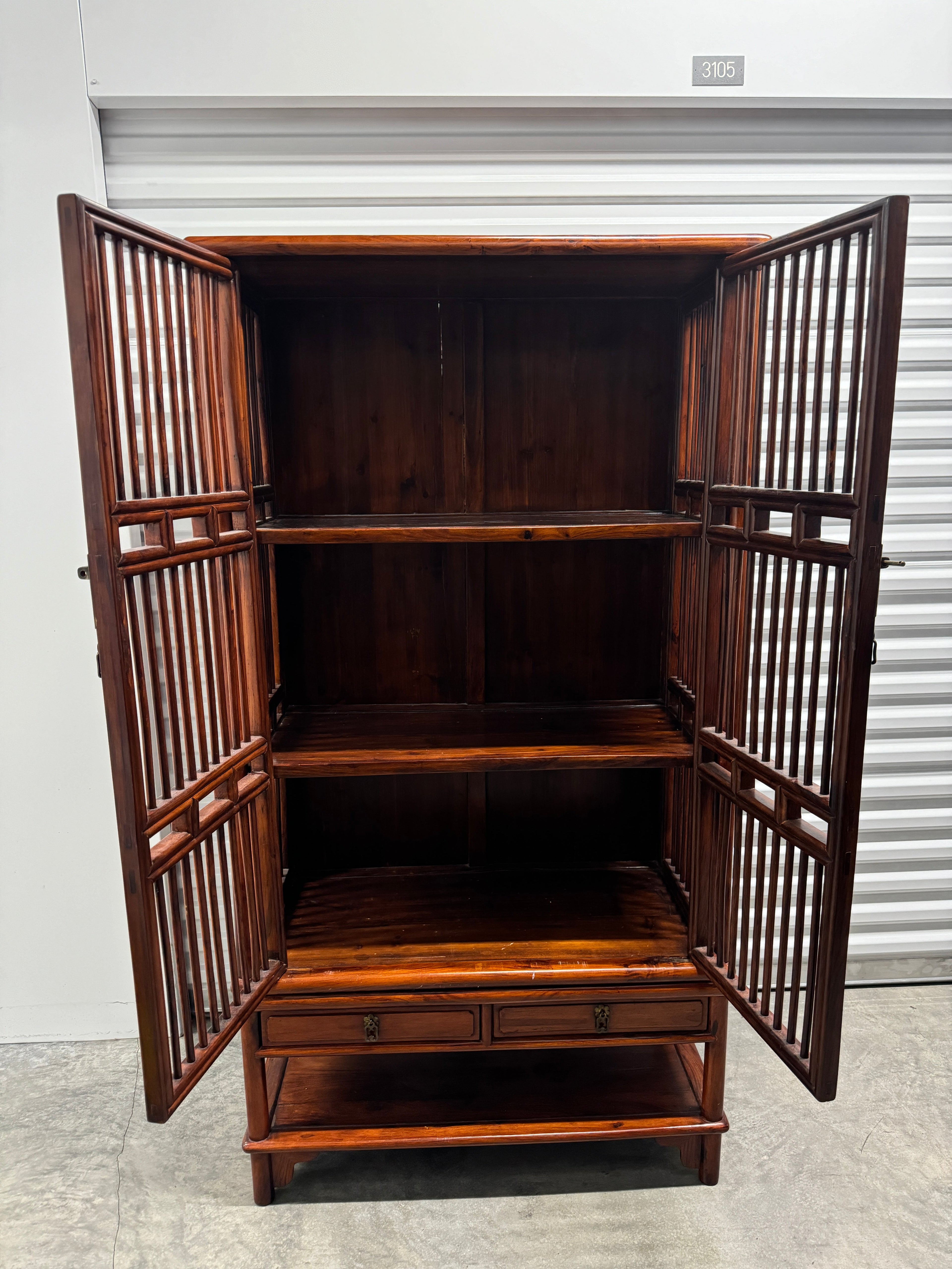 19th Century Chinese Lattice Chicken Coop Kitchen Cupboard Cabinet or Bookcase