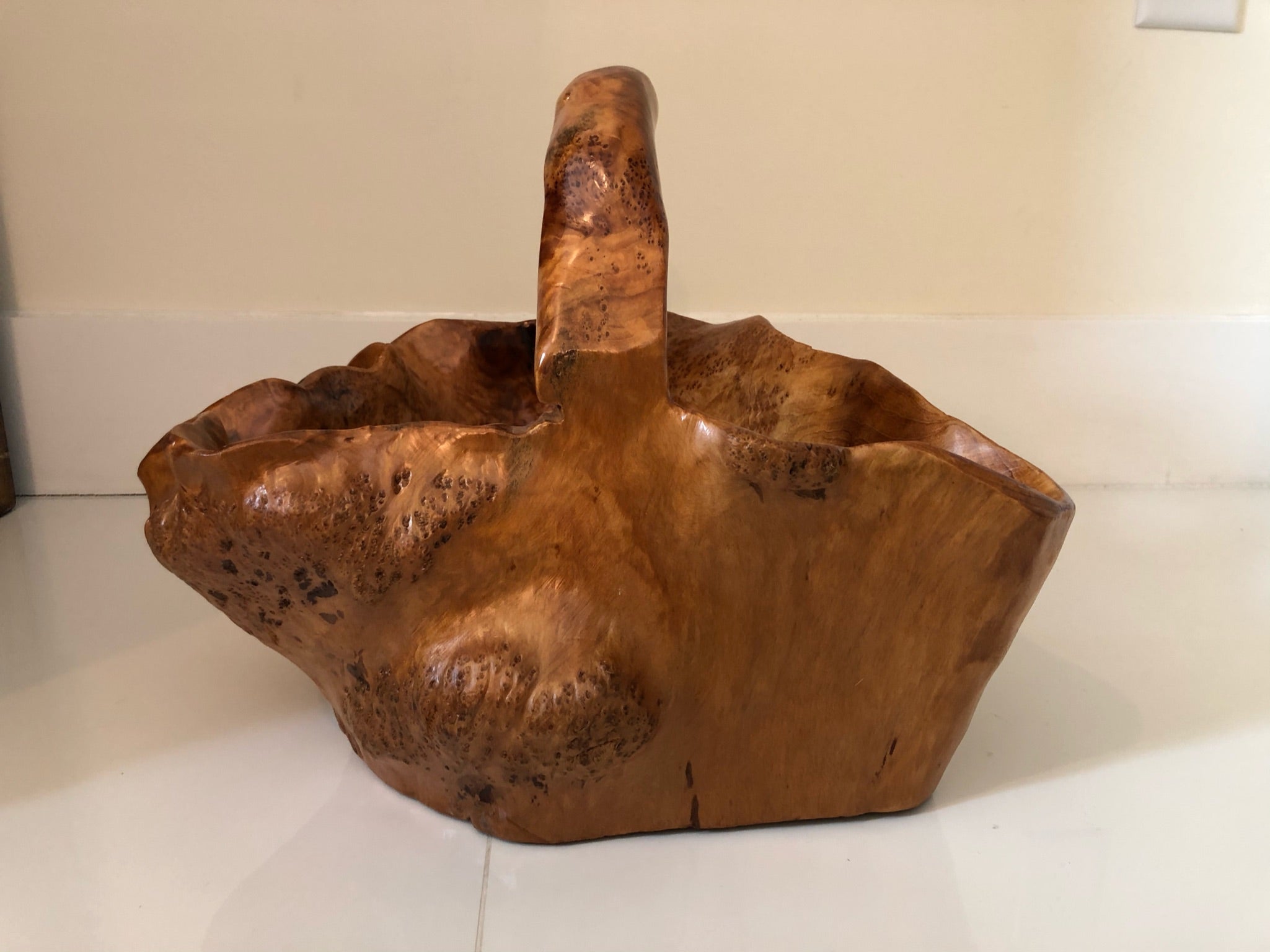 Vintage Hand Carved Wood Bowl/Basket