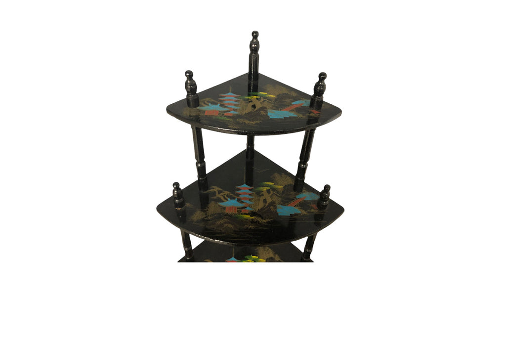 1950s Vintage Japanese 5-Tiered Corner Display Shelf