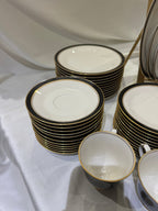 Noritake Ivory China - Model 7274 Ivory & Ebony, Made in Japan - 11 Place Settings - Sold as a Set