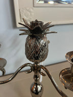 Vintage Silver Pewter Pineapple Candelabra