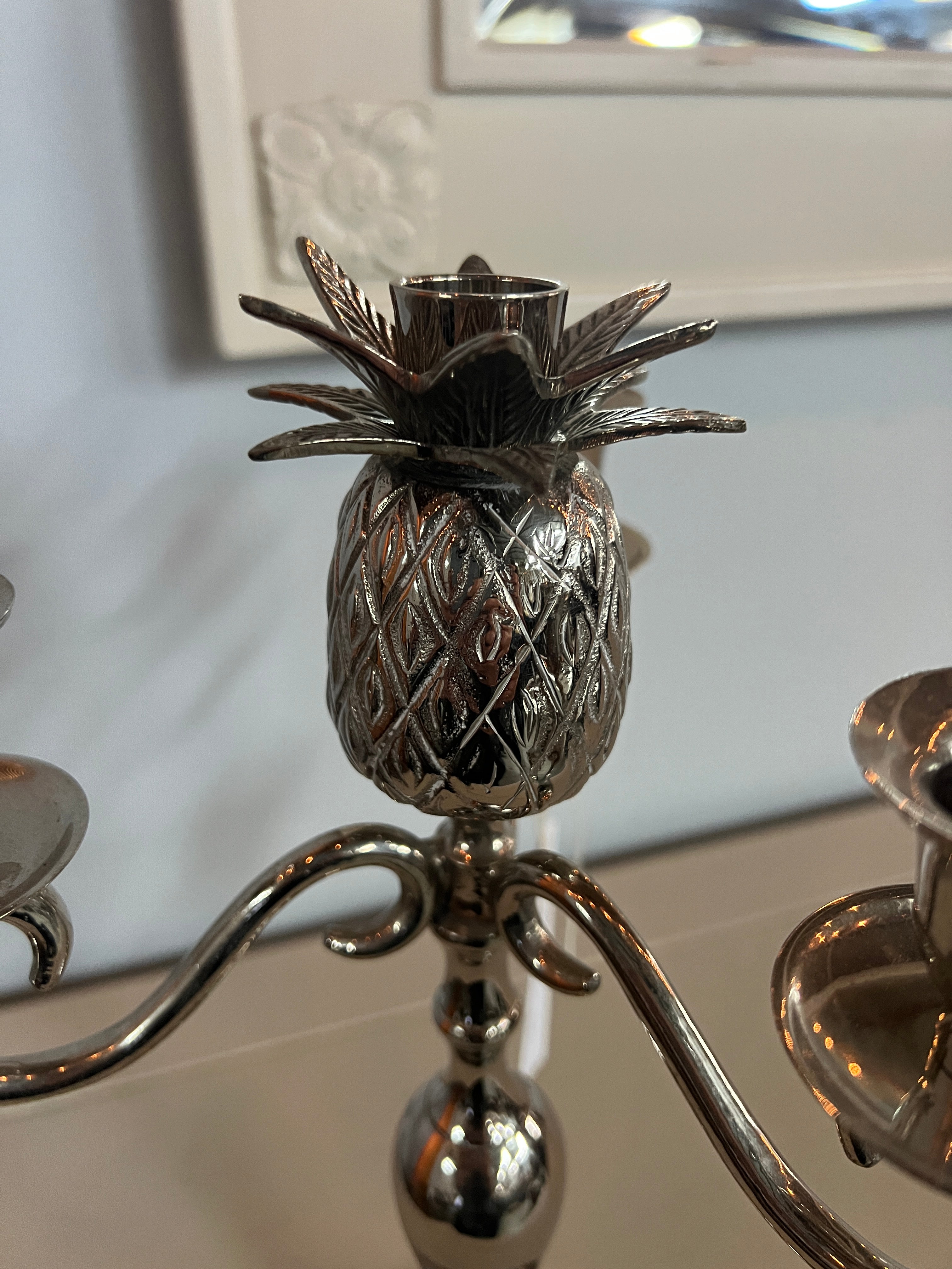 Vintage Silver Pewter Pineapple Candelabra