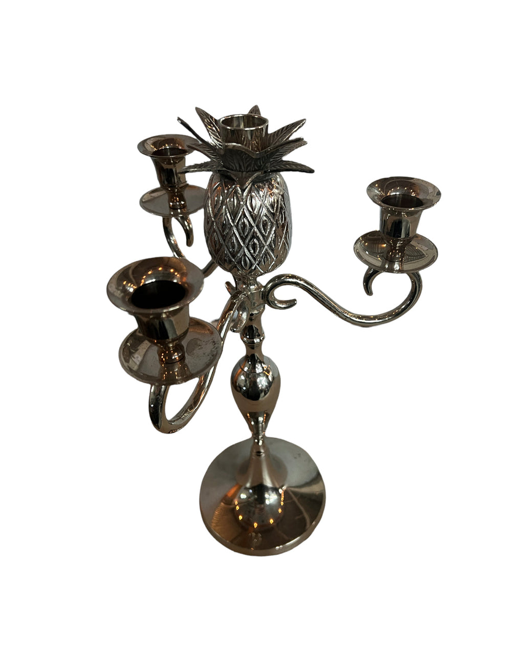 Vintage Silver Pewter Pineapple Candelabra