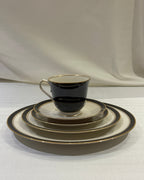 Noritake Ivory China - Model 7274 Ivory & Ebony, Made in Japan - 11 Place Settings - Sold as a Set