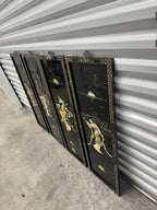 Vintage Chinoiserie Geisha Asian Wall Panel Accents with Mother of Pearl Inlays - set of 4