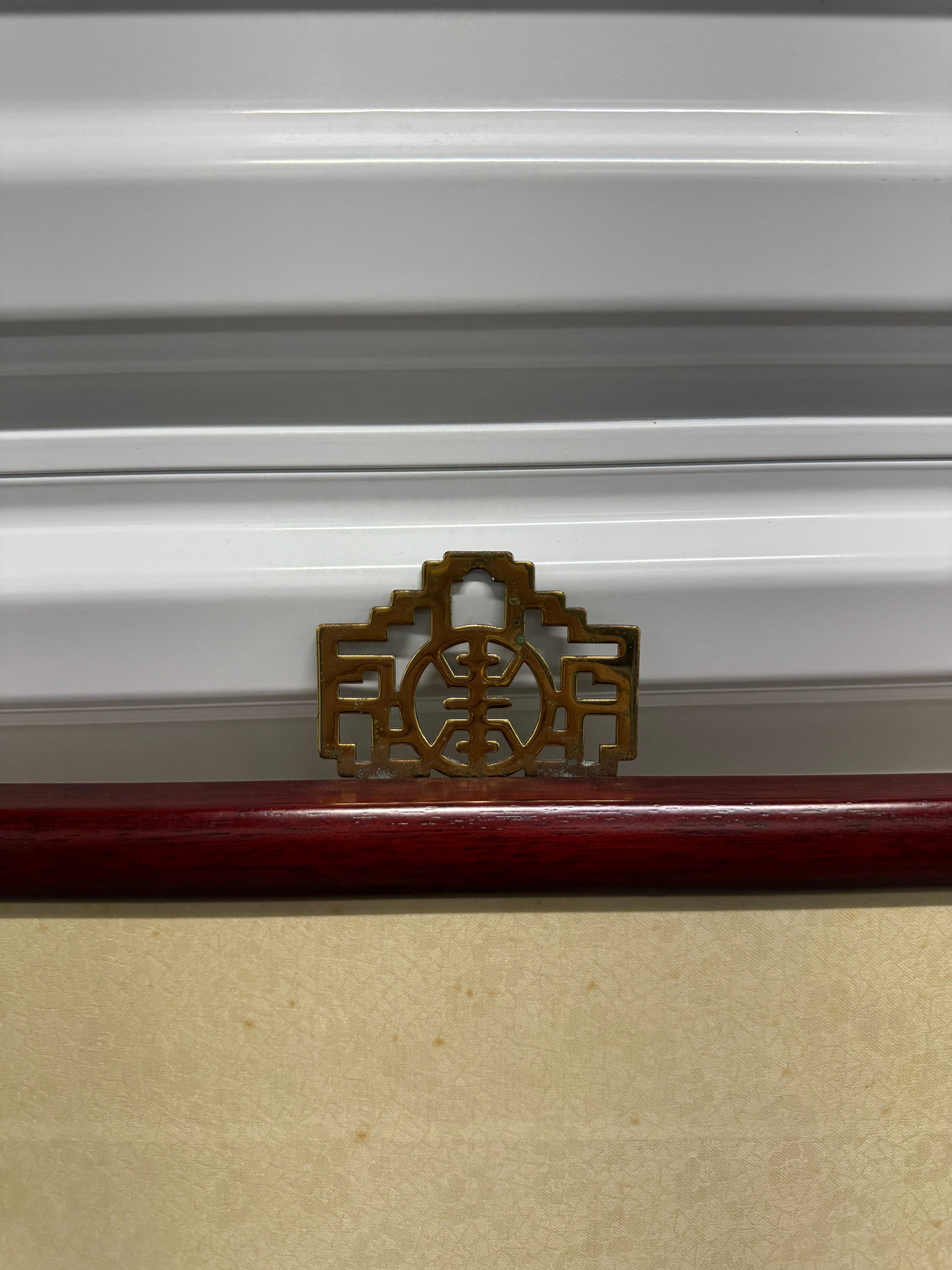 Antique Chinese Framed Hand-painted on Fabric Calligraphy Scroll, Signed by Artist