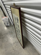 Antique Chinese Framed Hand-painted on Fabric Calligraphy Scroll, Signed by Artist
