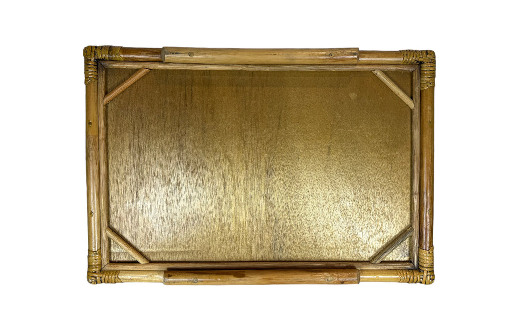 Vintage Bamboo and Rattan Tray with Handles