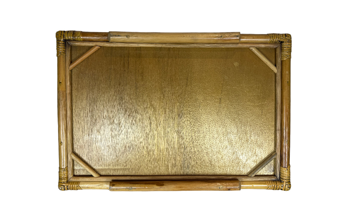 Vintage Bamboo and Rattan Tray with Handles