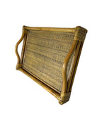 Vintage Bamboo and Rattan Tray with Handles