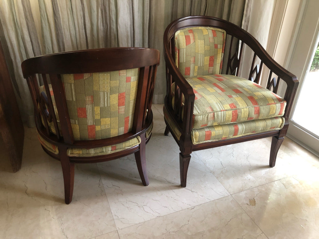 1960s Retro Vintage Barrel Chairs - a pair