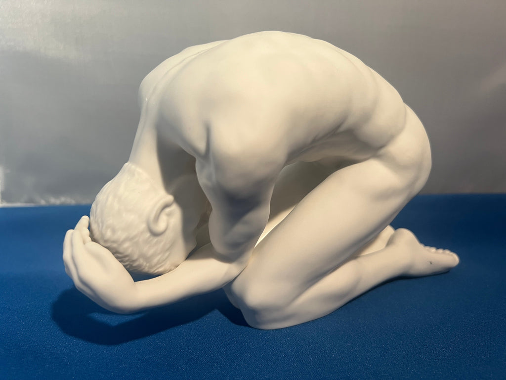 Fine Porcelain - Male Nude Sculpture - Child's Pose