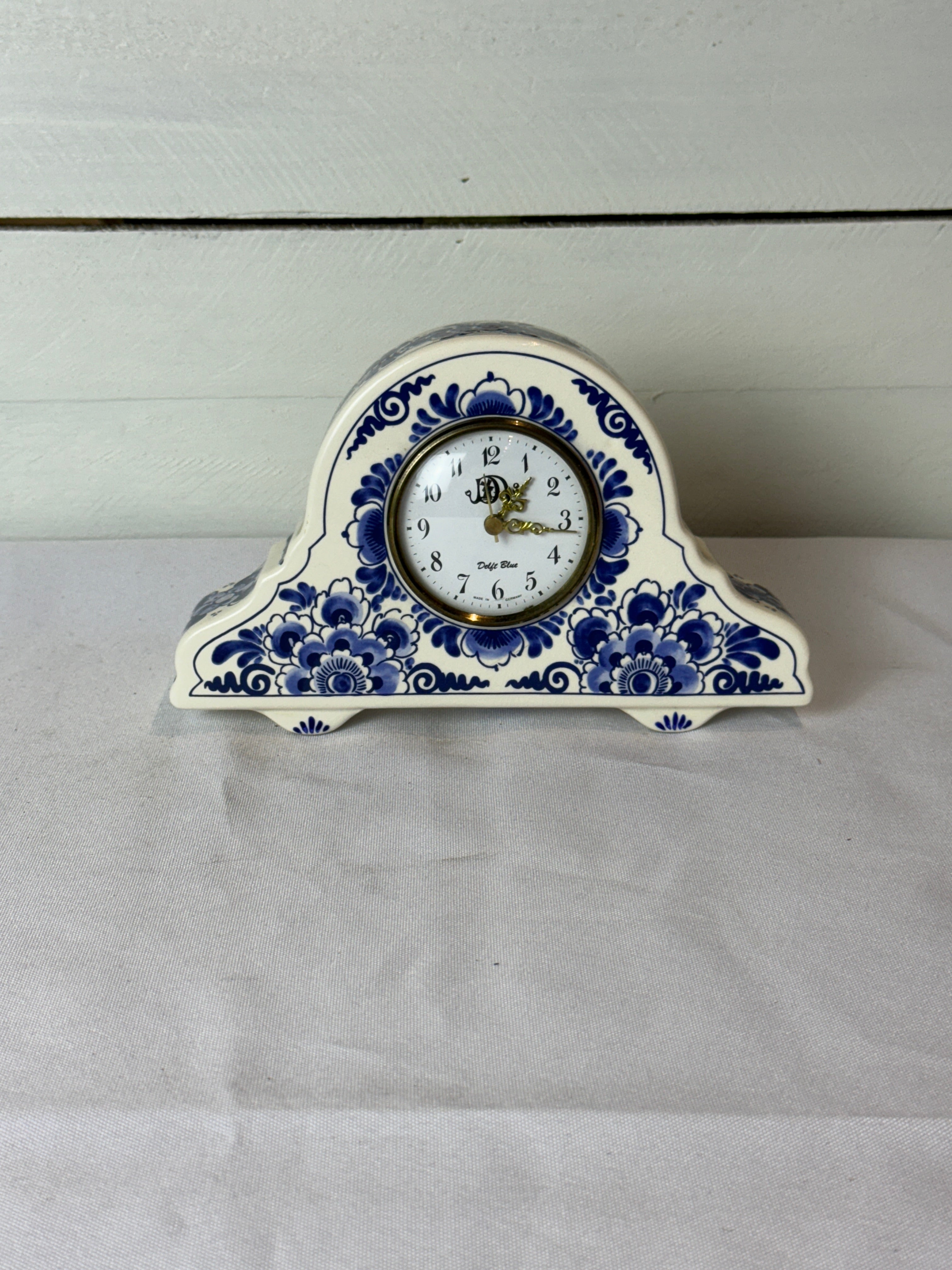 Delft Dial Clock - Blue & White Clock for Mantelpiece or Shelf