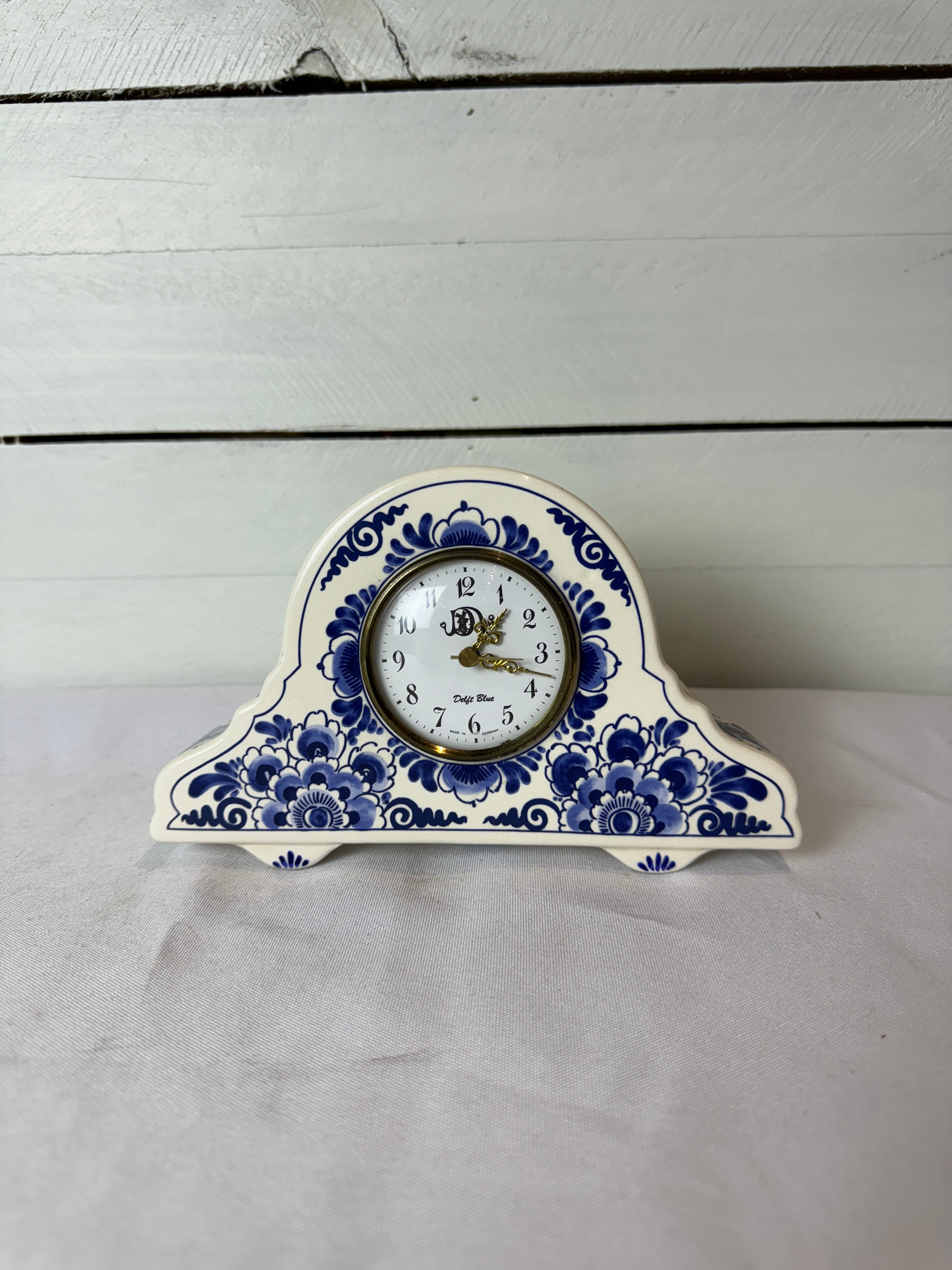 Delft Dial Clock - Blue & White Clock for Mantelpiece or Shelf